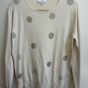 Milano Cream Crewneck Sweater with Metallic Polka Dots